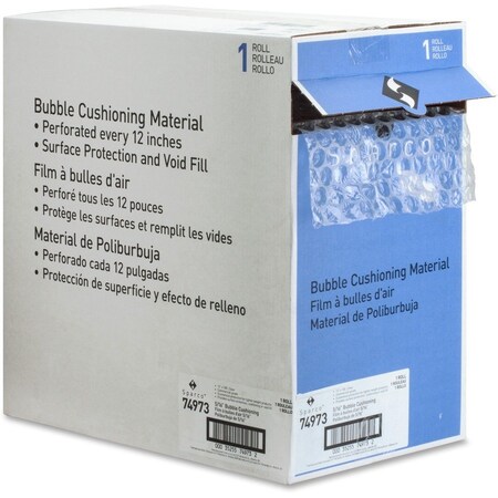 Sparco Bubble Cushioning, 5/16", Dispenser Carton, 12"x100', CL SPR74973